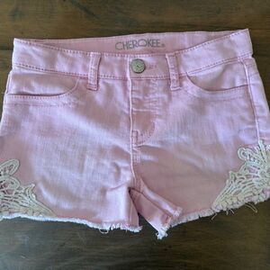 Cherokee Pink with lace Detailing Jean Short   8463  Large